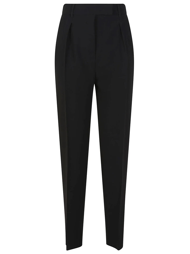 Eguale Pleat Detailed Tapered Trousers - Black