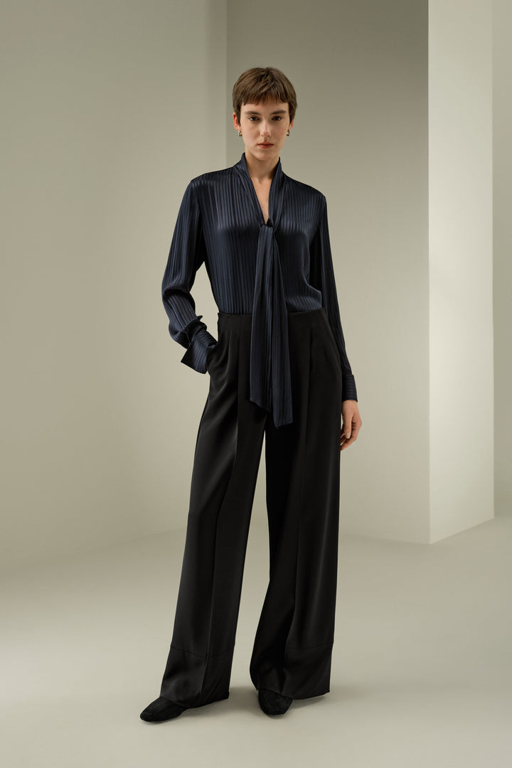 Silk Blouse with a Detachable Ribbon