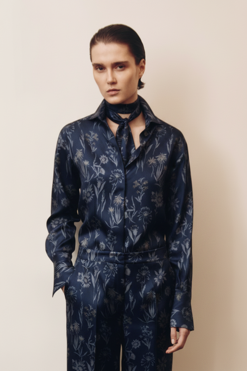 Amy S Silk Floral Print Shirt