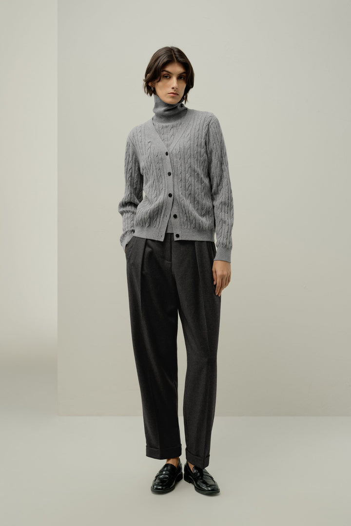 Cable Knit V Neck Cardigan