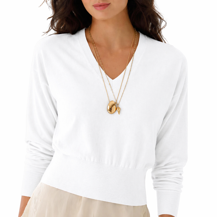 Longsleeve Cropped High V w/ Back Yoke