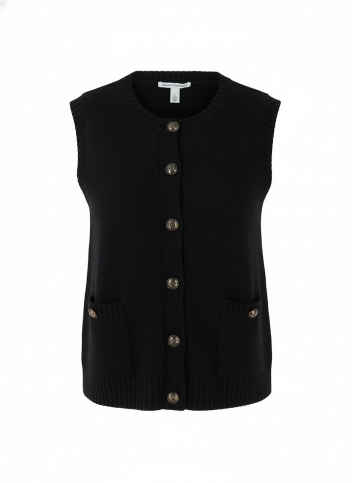 Button Front Vest with Pockets