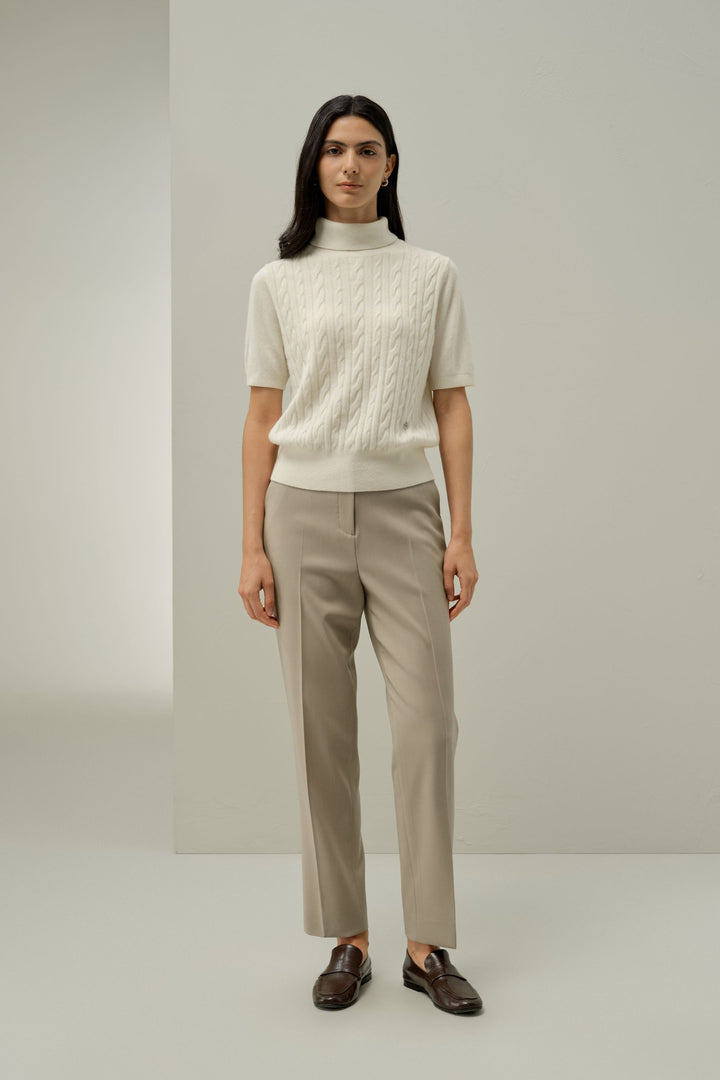 Cable-Knit Baby Cashmere Turtleneck Top