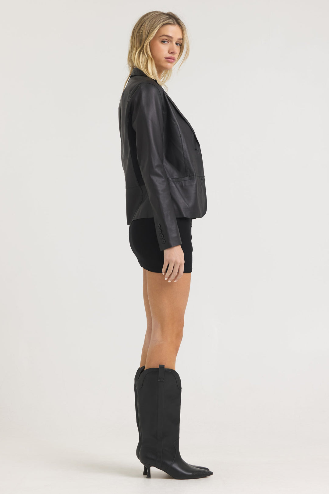 Allison Burnished Leather Jacket - Black
