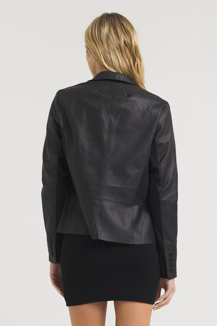 Allison Burnished Leather Jacket - Black