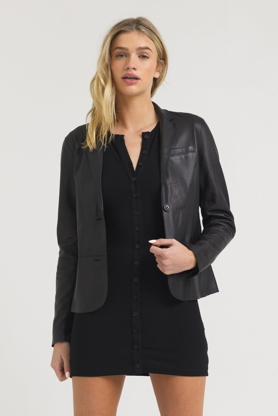 Allison Burnished Leather Jacket - Black