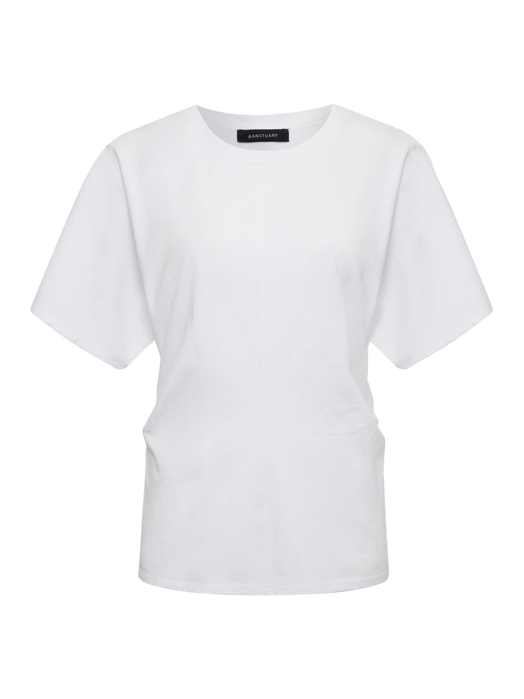 Shirred Waist Dolman Tee - White