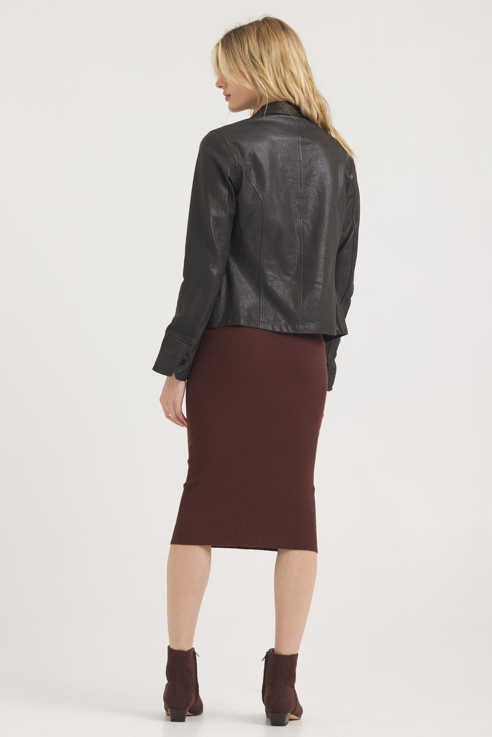 Amelia Wrinkled Leather Jacket Chocolate