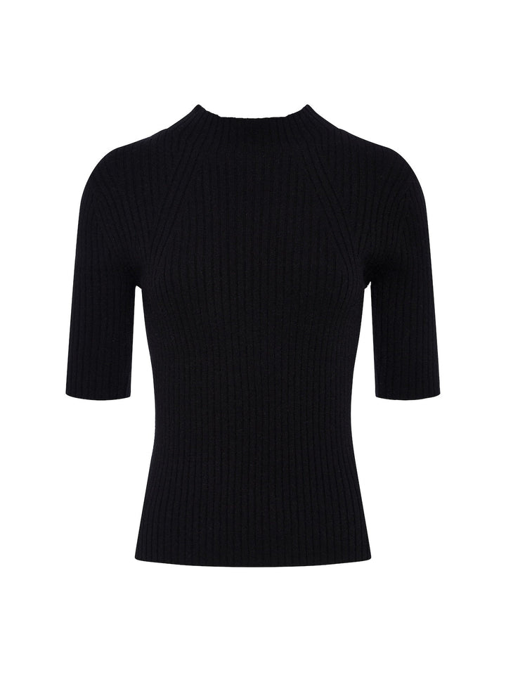 High Neck Ribbed Top
