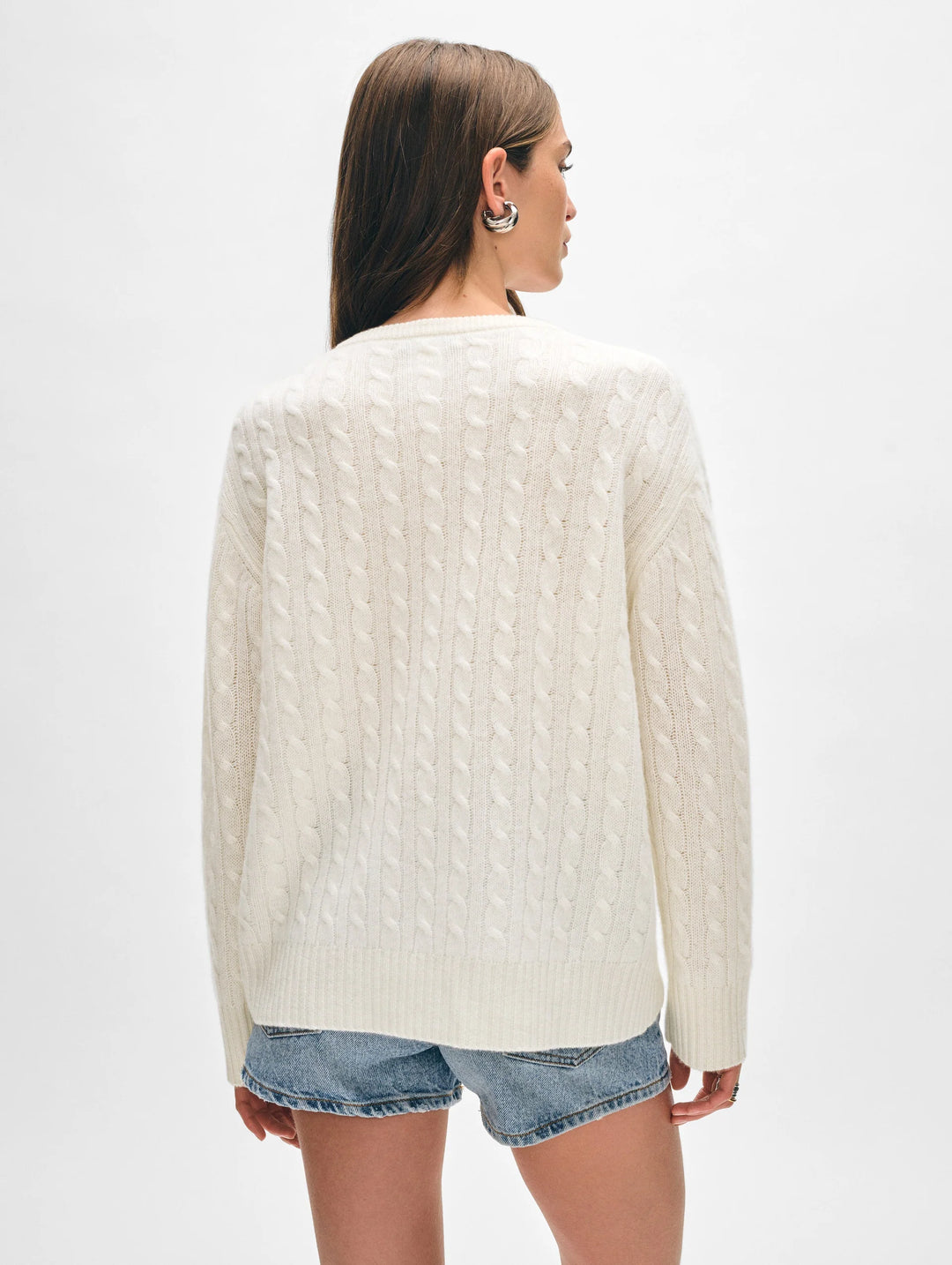 Cashmere Cable Knit V Neck