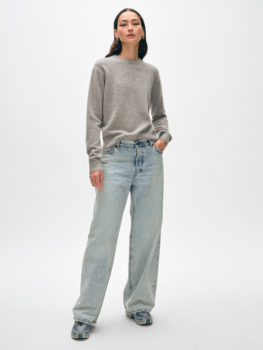 Cashmere Crew - Grey Heather