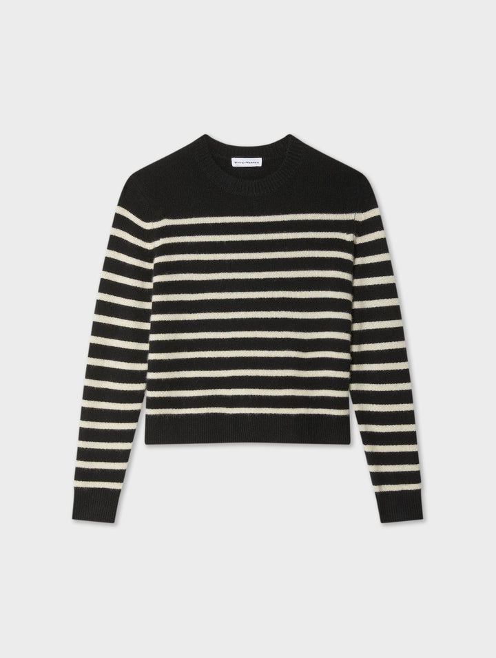 Cashmere Striped Crewneck - Black / Natural