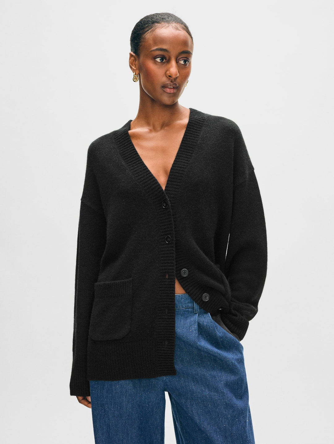 Cashmere Luxe Pocket Cardigan - Black