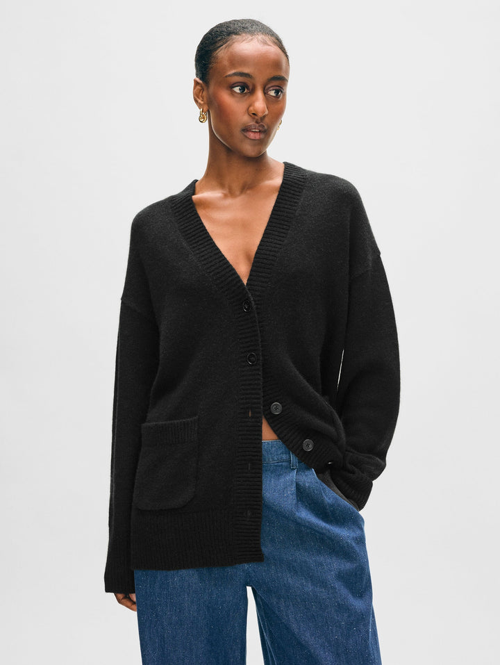 Cashmere Luxe Pocket Cardigan - Black