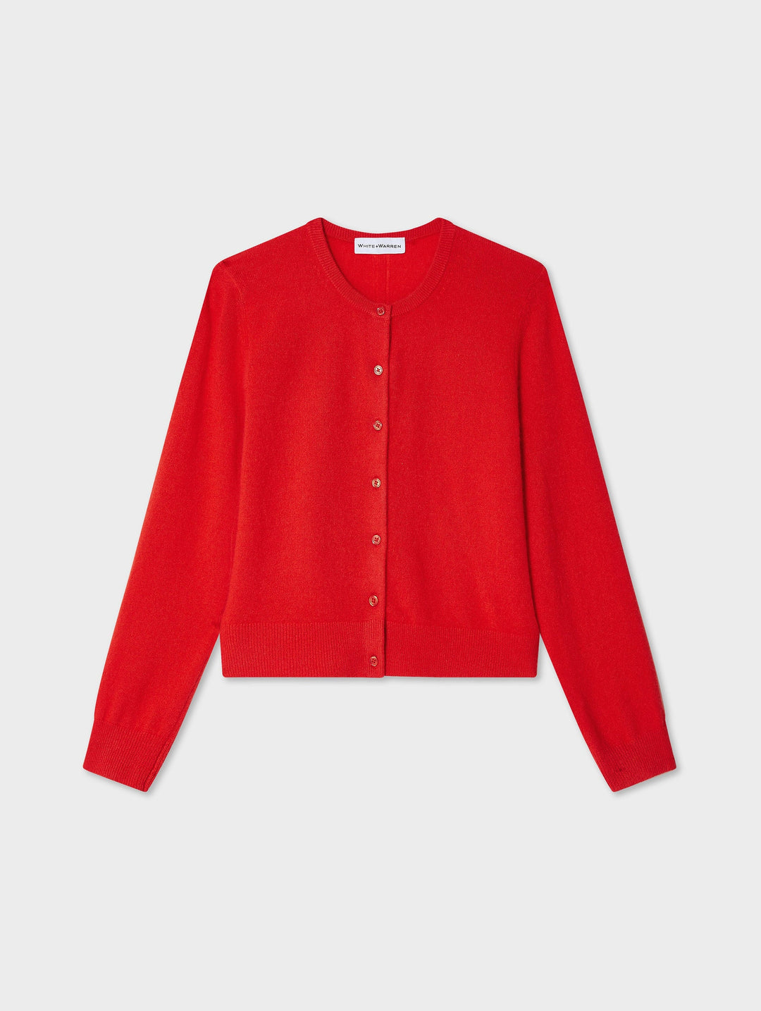 Cashmere Crewneck Cardigan - Dessert Red