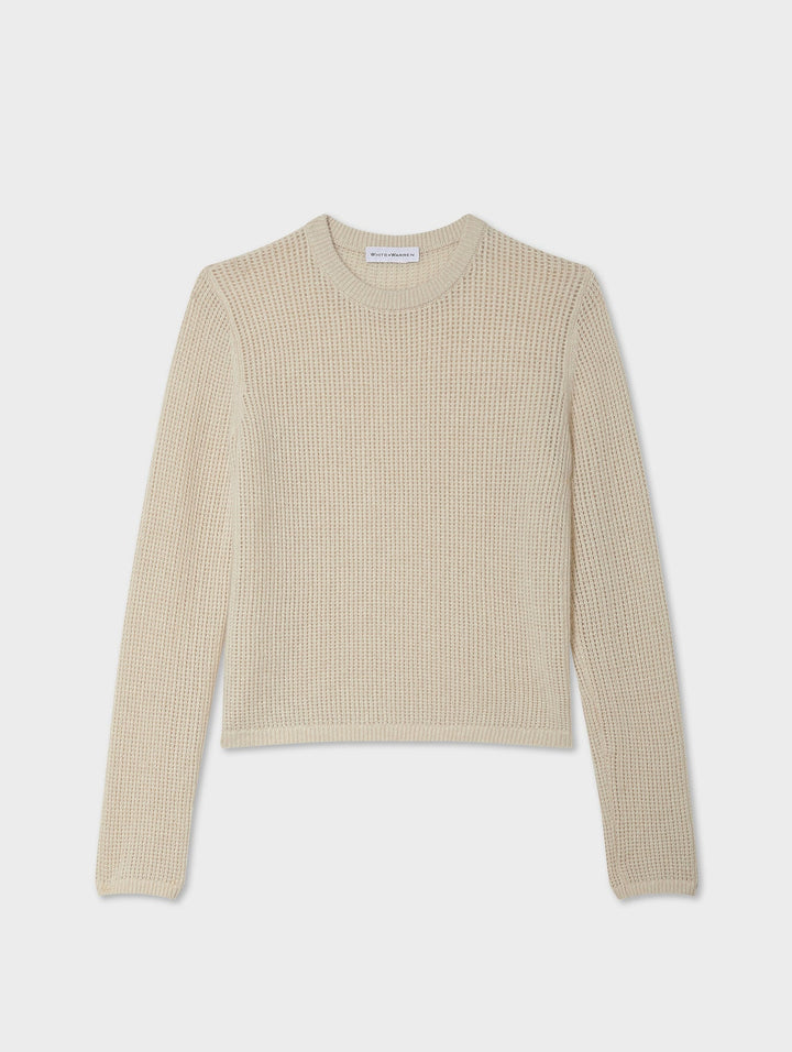 Cashmere Waffle Mesh Crew - Natural Heather
