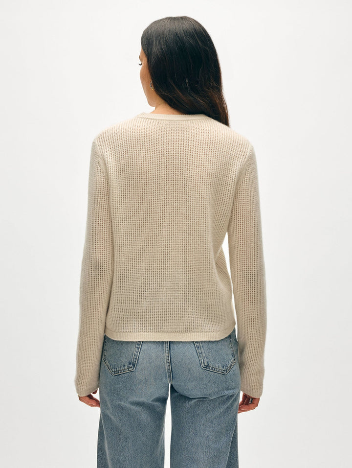 Cashmere Waffle Mesh Crew - Natural Heather
