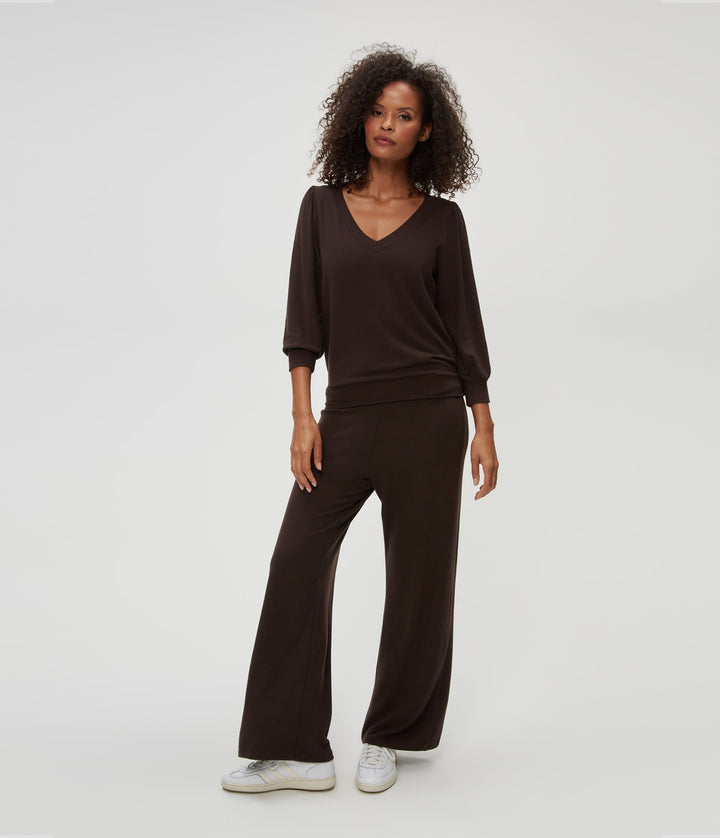 Gabriella V Neck 3/4  Sleeves Sweatshirt in Ivy