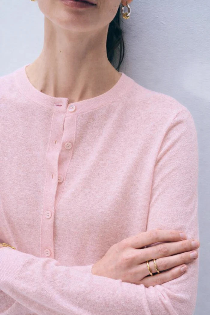 Linen Blend Cardigan - Porcelain Pink