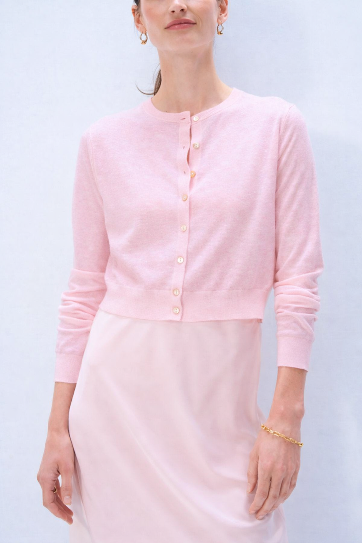 Linen Blend Cardigan - Porcelain Pink