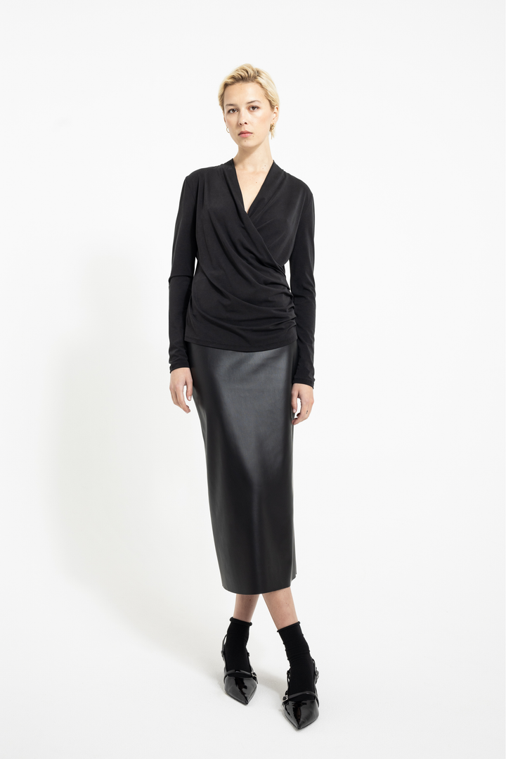 Bella Wrap Top - Black