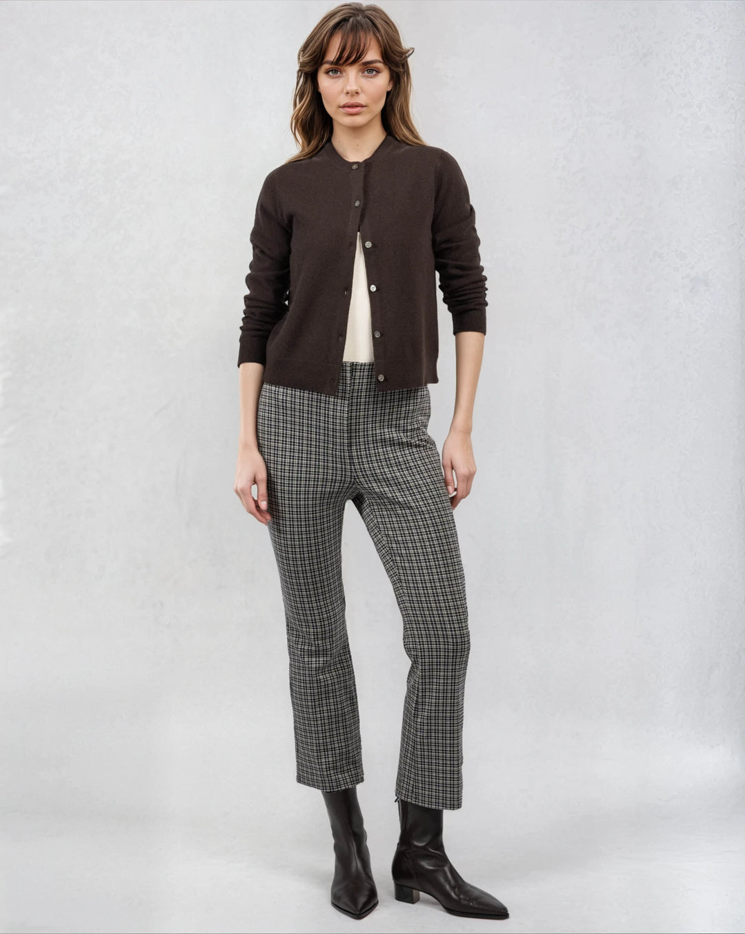 Crewneck Shell Cashmere Cardigan - Cacao