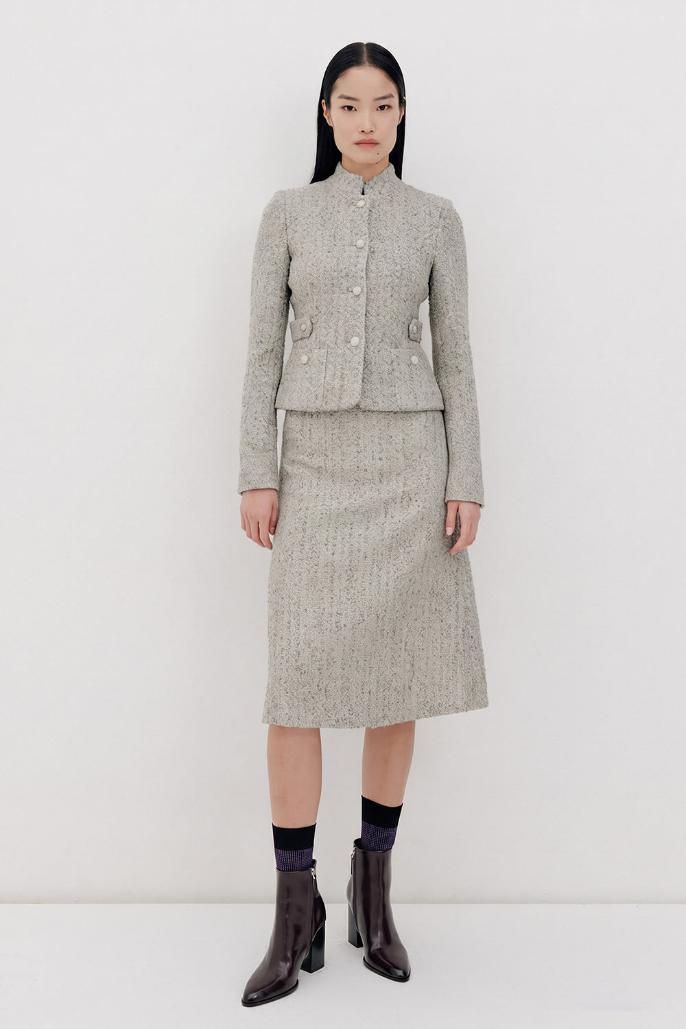 Silvia Tweed Jacket - Silver