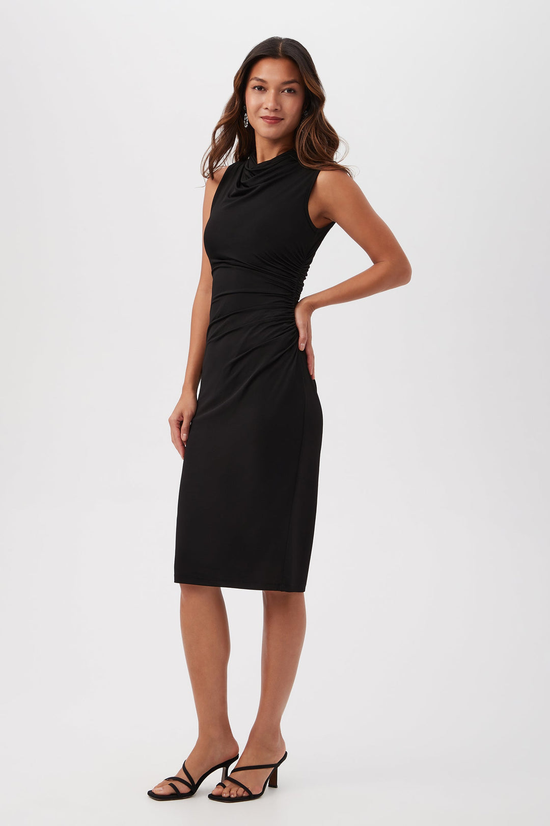 Spruce Sleeveless Slinky Jersey Midi Dress With Cowl Neck