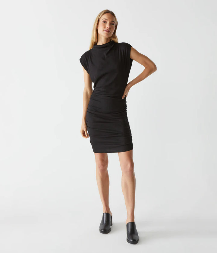 Gia Ribbed Power Shoulder Dress