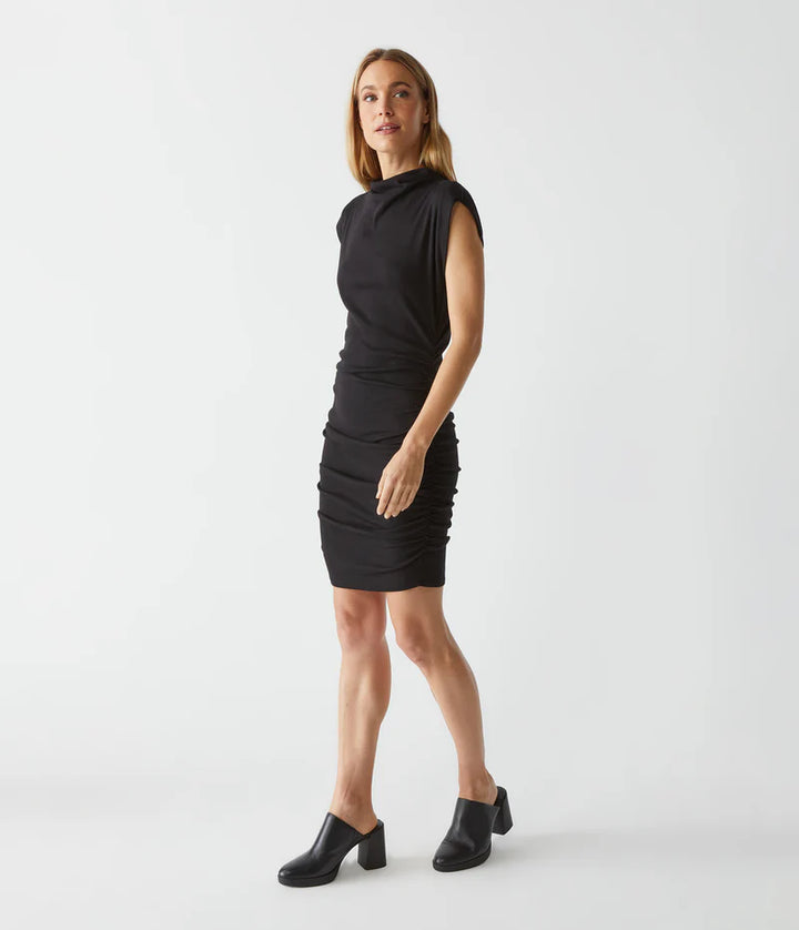 Gia Ribbed Power Shoulder Dress