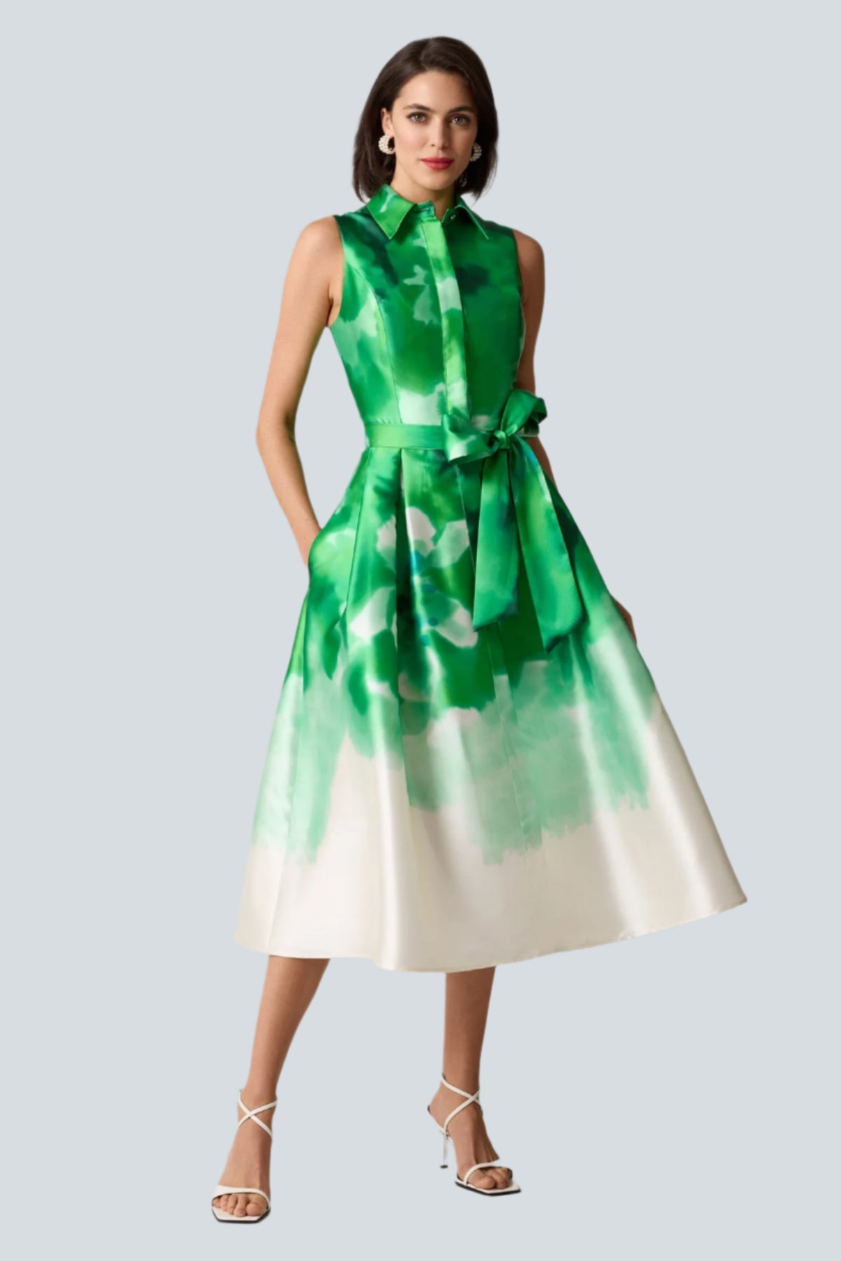 Mikado Watercolor Print Shirt Dress – LIANA NYC