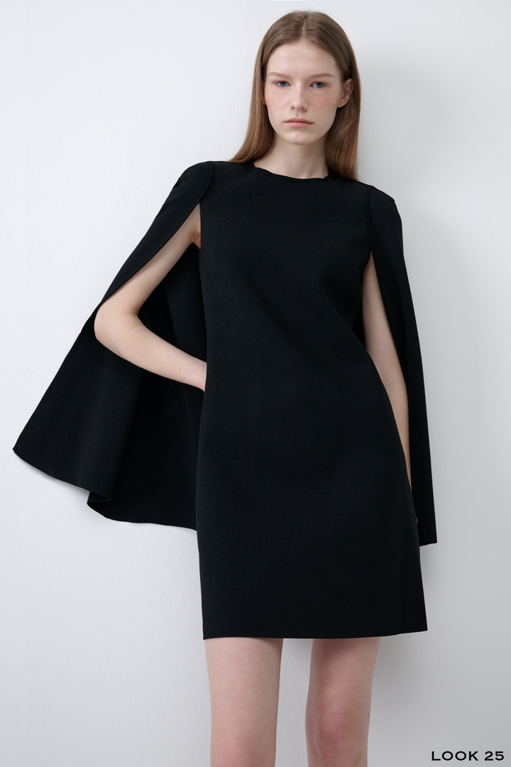 Crepe Cape Mini Dress