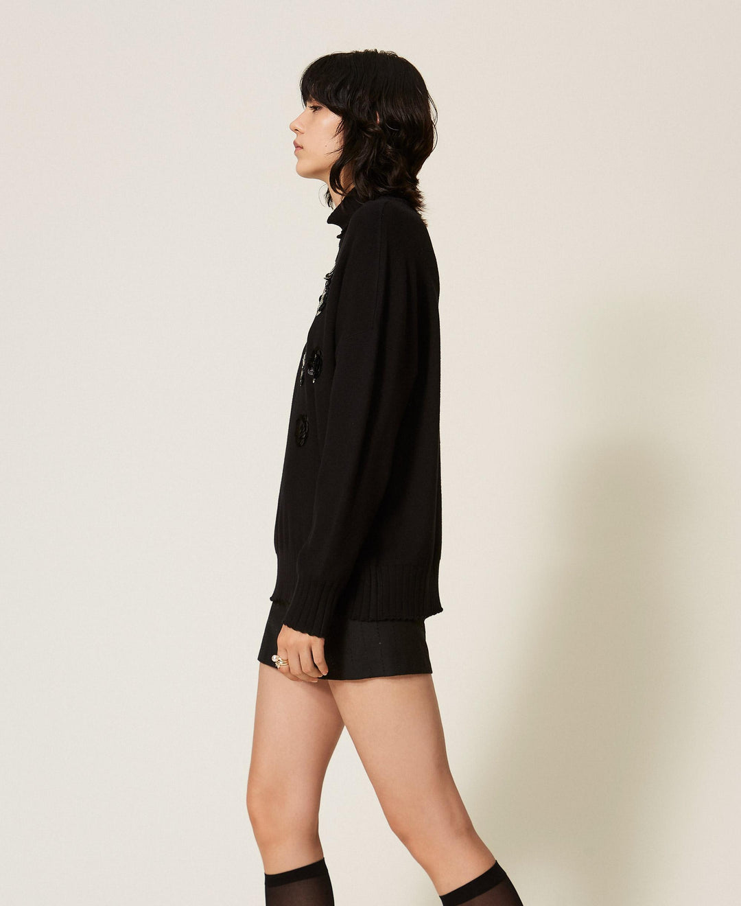 Turtleneck Jumper with Sequin Embroidery