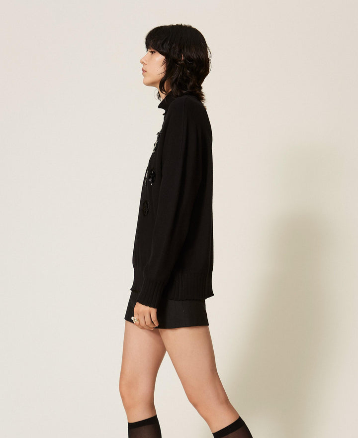 Turtleneck Jumper with Sequin Embroidery