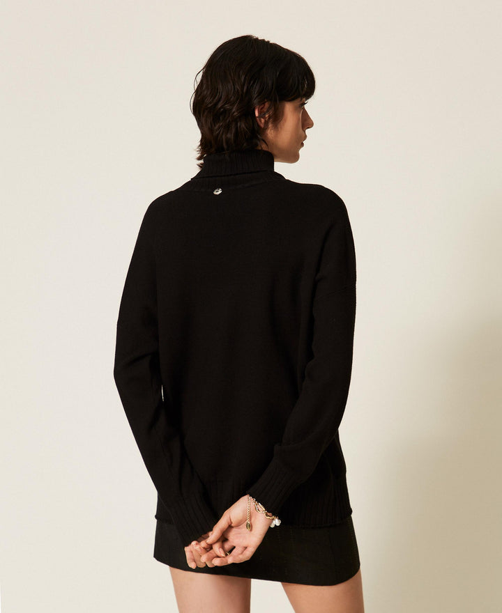 Turtleneck Jumper with Sequin Embroidery