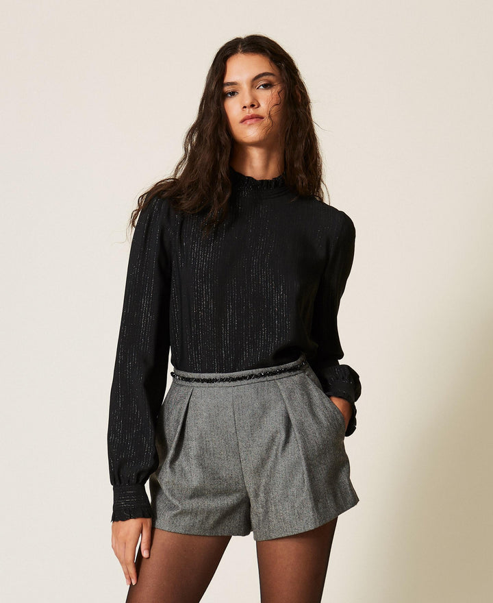 Silk Blend Jacquard Blouse