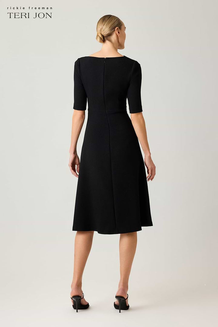 Crepe Asymmetrical Draped A Line Dress