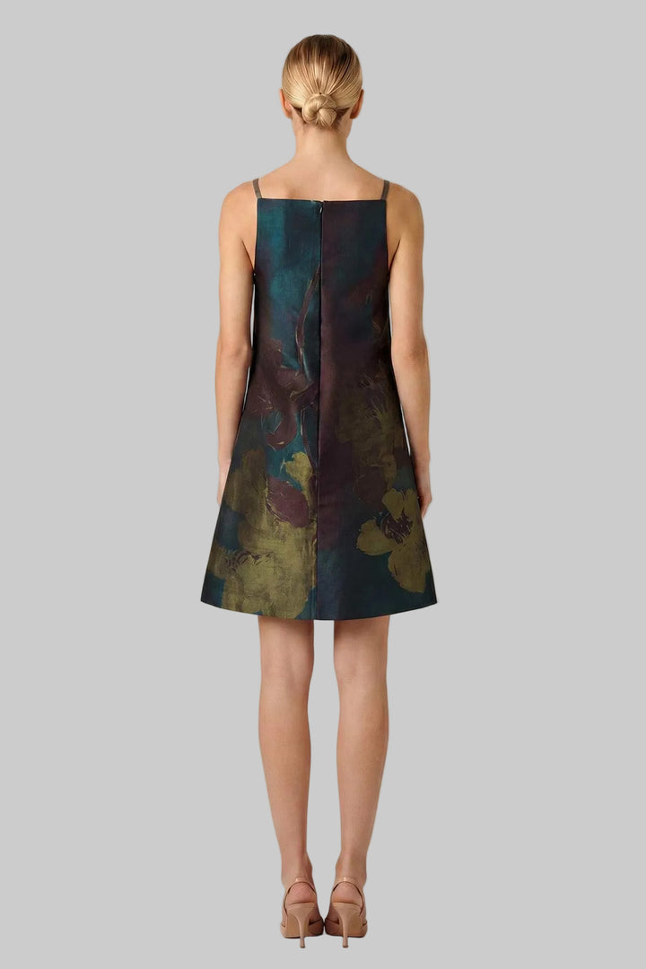 Mikado Floral Painted Shift Dress - Multi