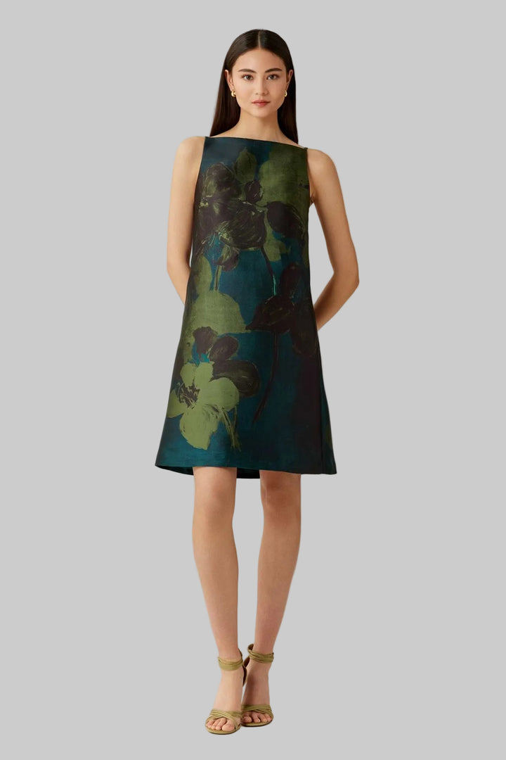 Mikado Floral Painted Shift Dress - Multi