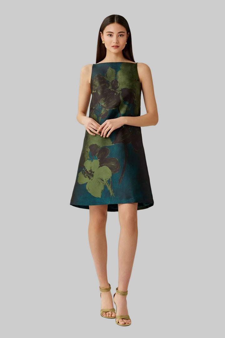 Mikado Floral Painted Shift Dress - Multi