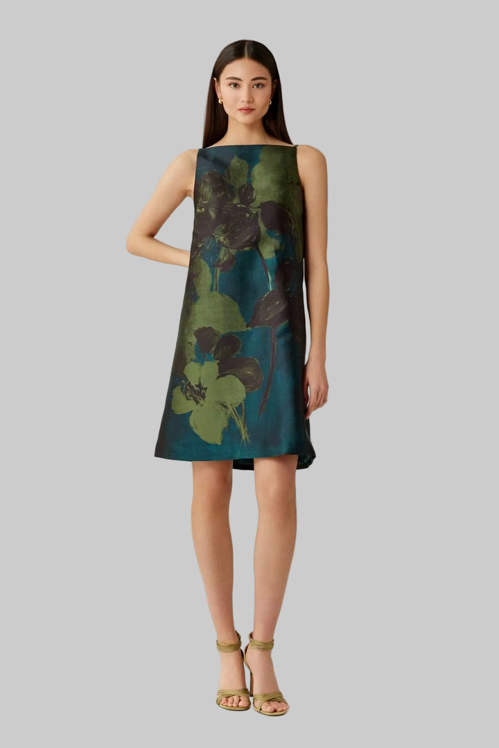 Mikado Floral Painted Shift Dress - Multi