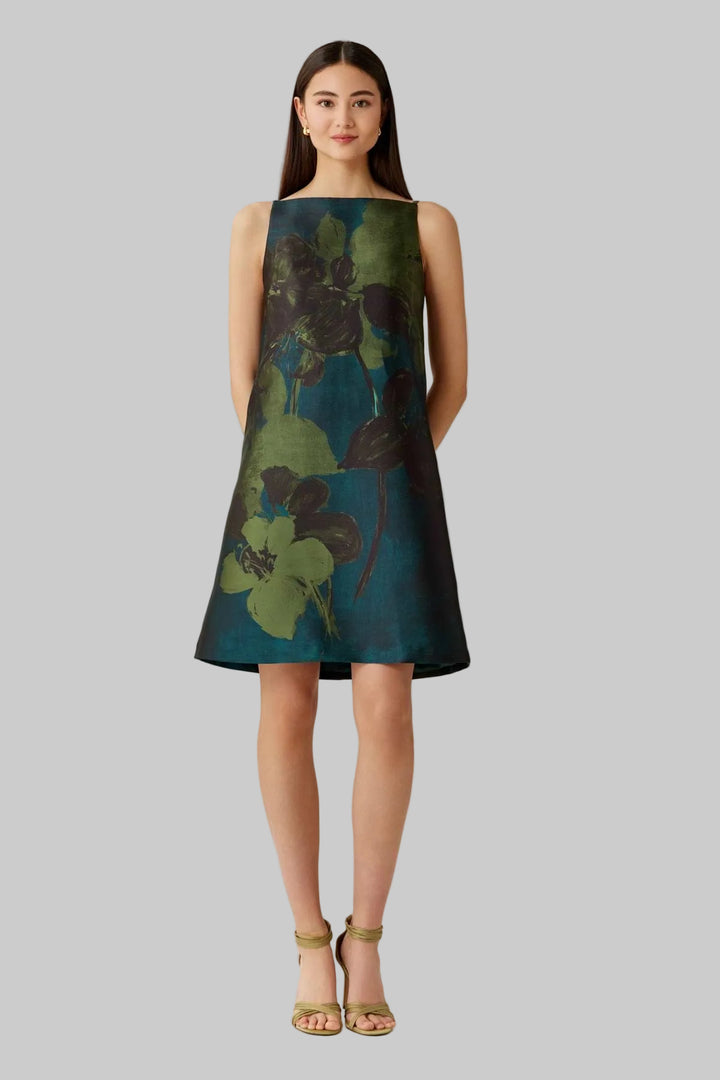 Mikado Floral Painted Shift Dress - Multi