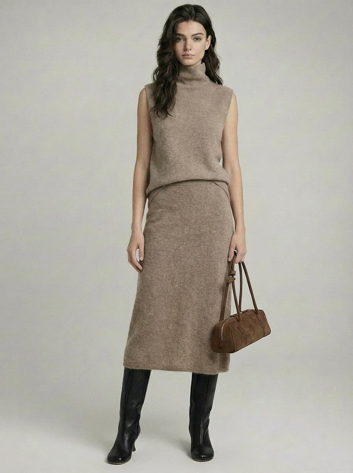 Wool Cashmere Midi Skirt