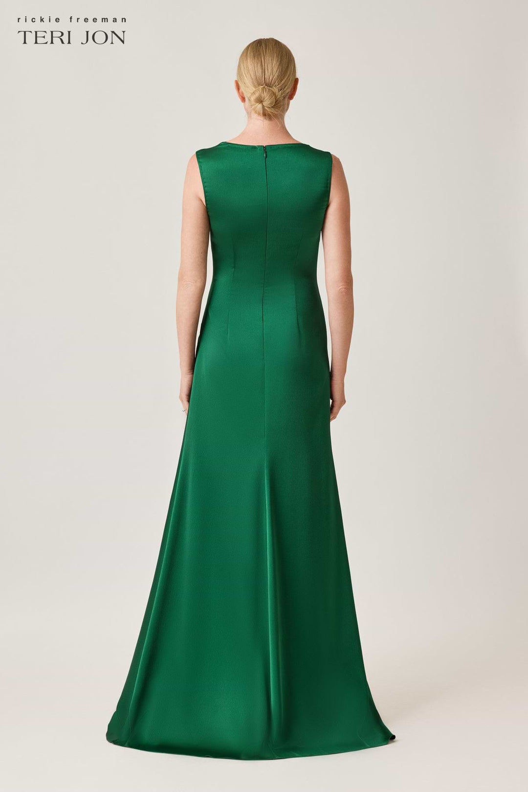 Hammer Satin Shirred Side Ruched Gown