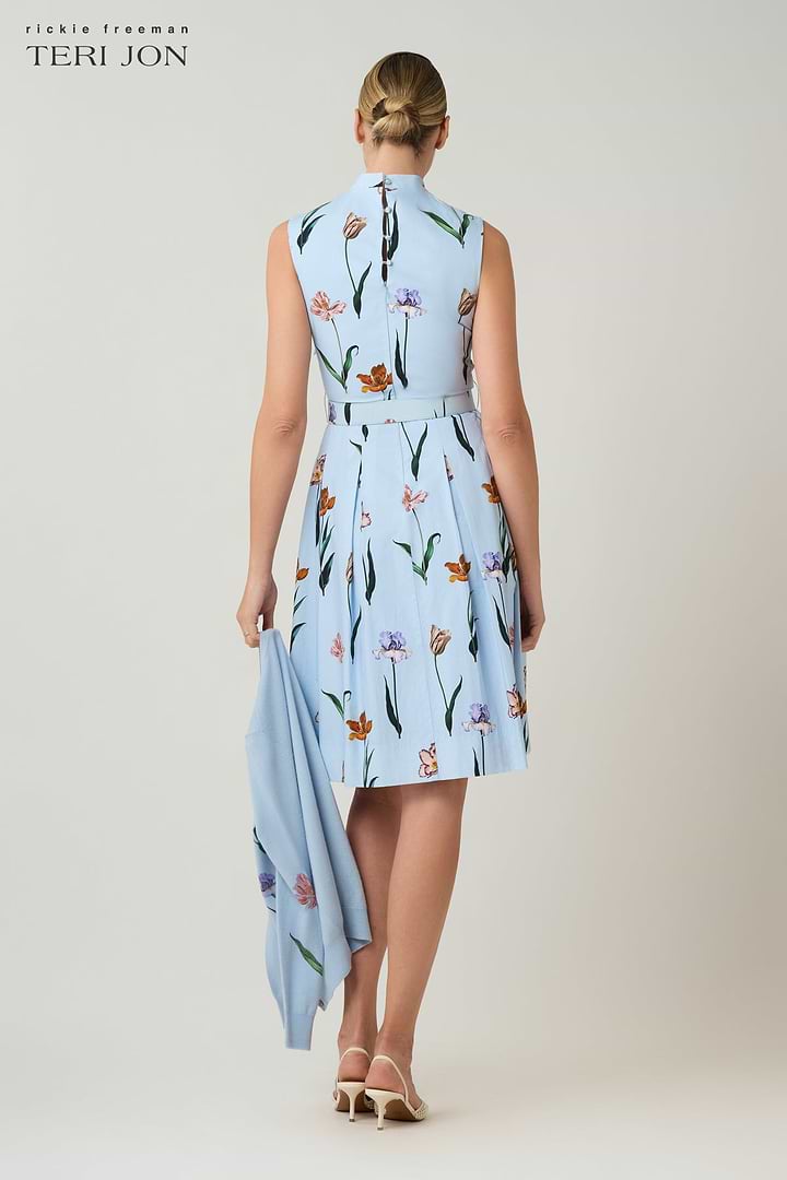 Cotton Print Tie Neck Dress