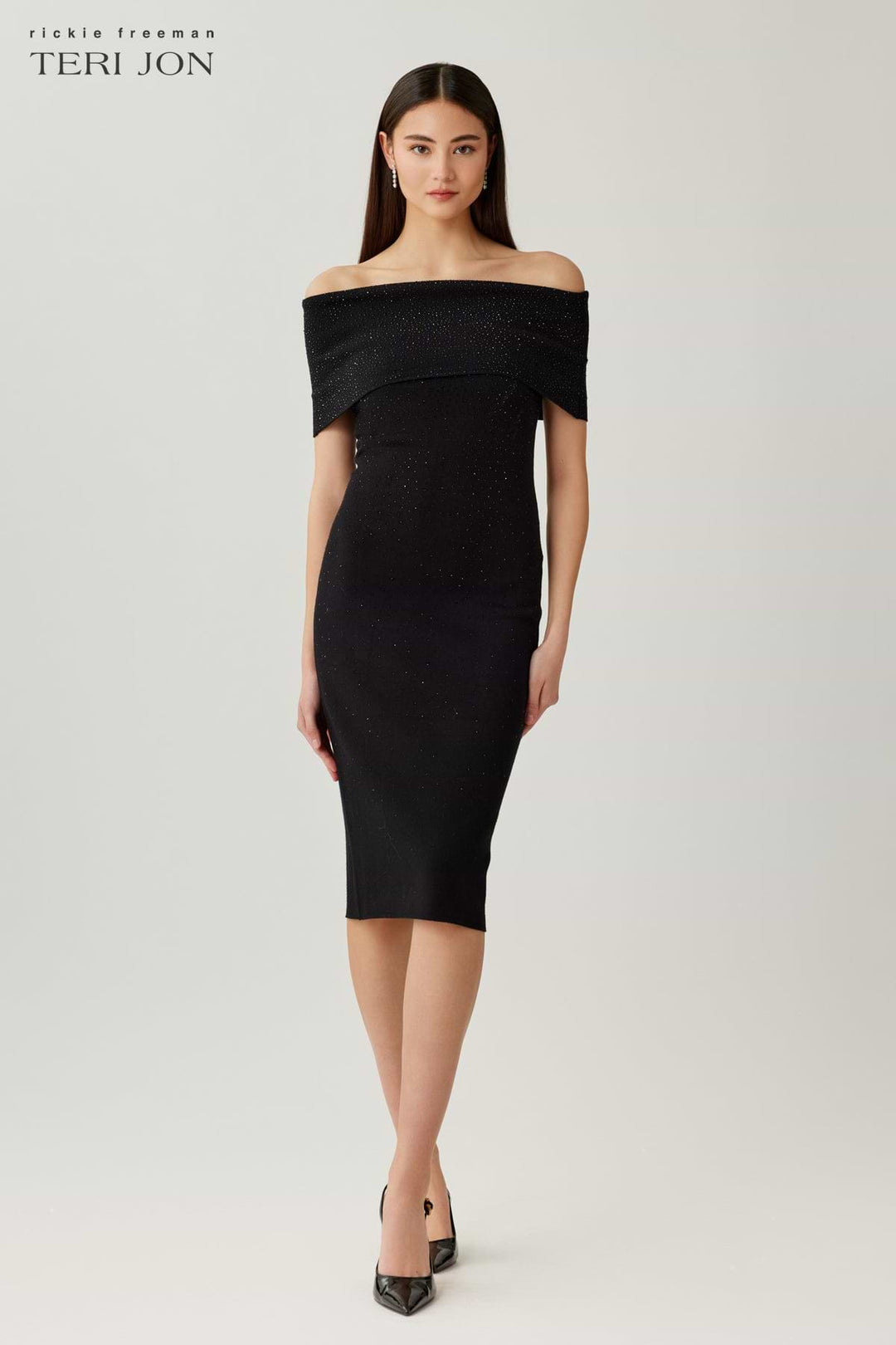 Off The Shoulder Sparkle Knit Dress