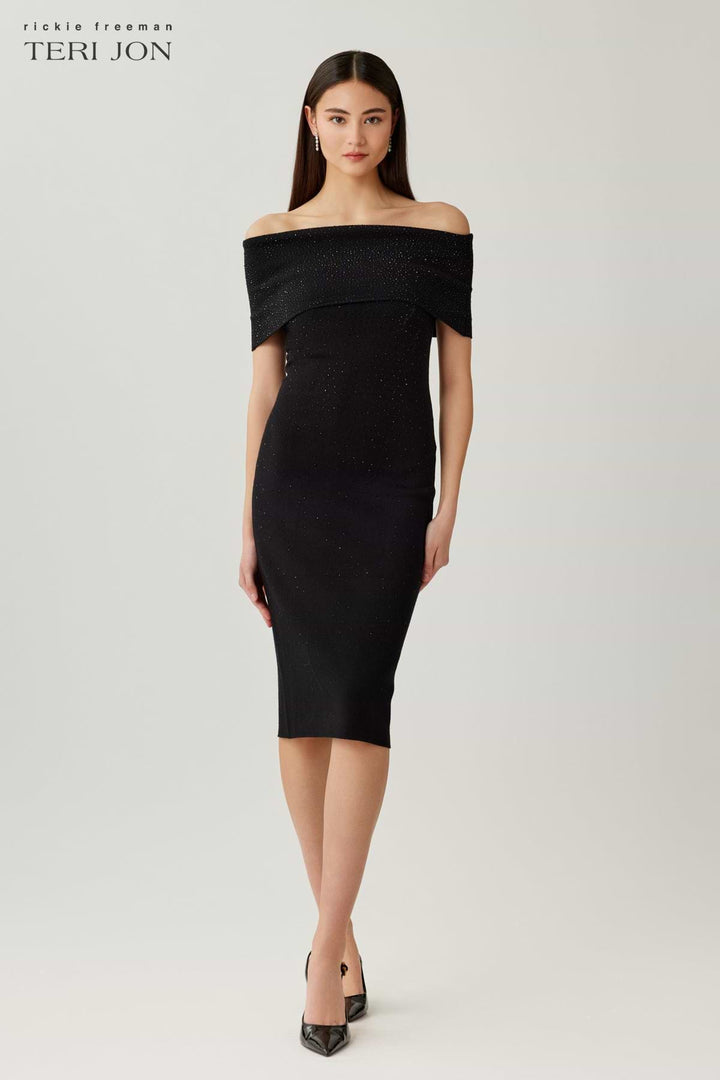 Off The Shoulder Sparkle Knit Dress