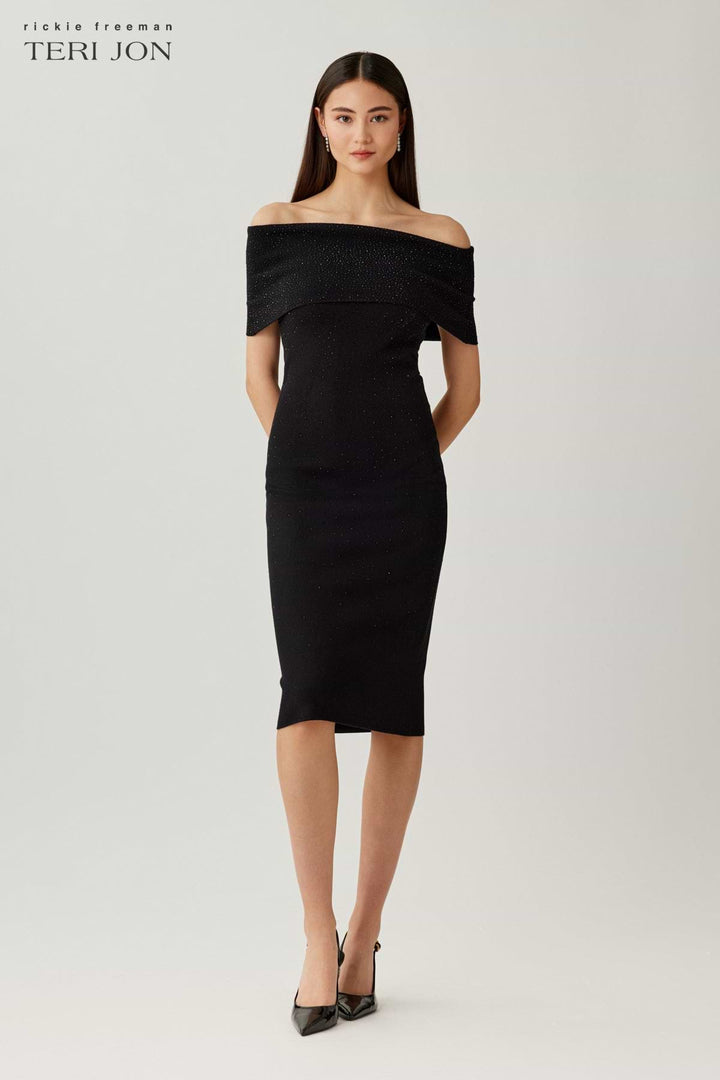 Off The Shoulder Sparkle Knit Dress