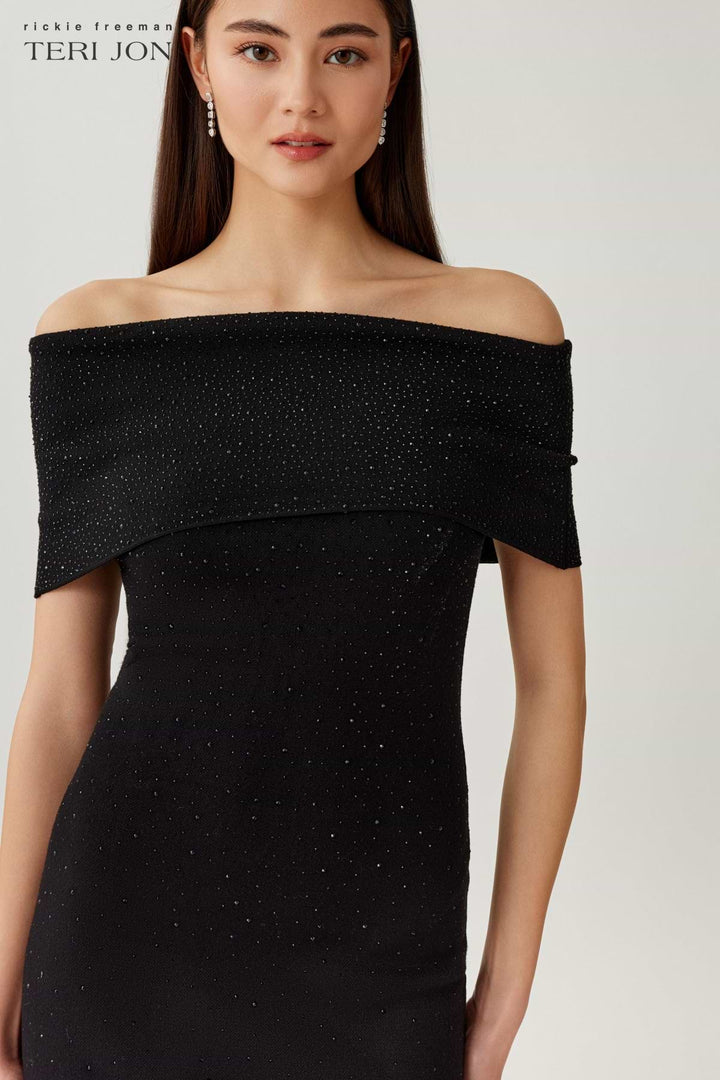 Off The Shoulder Sparkle Knit Dress