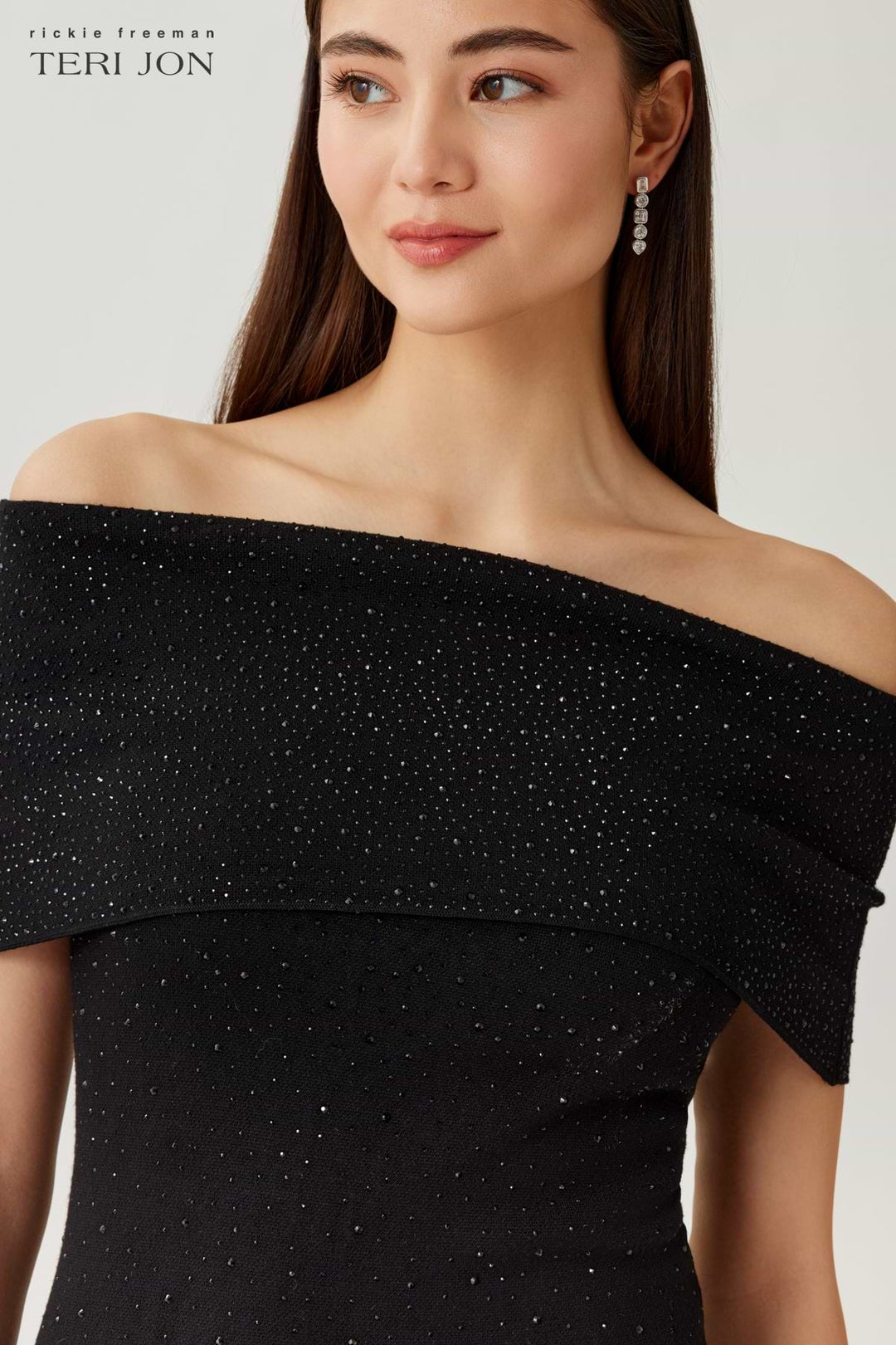Off The Shoulder Sparkle Knit Dress